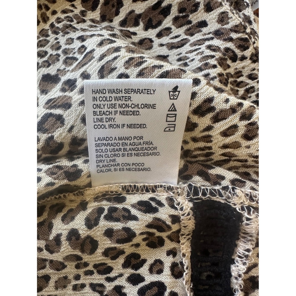 Bila Womens Leopard Print Crochet Lace Babydoll Sleeveless Top Blouse Brown L - Picture 3 of 3